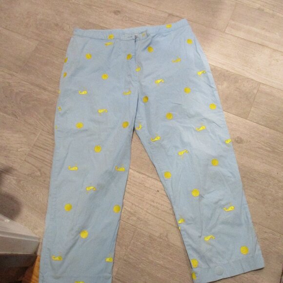 lilly pulitzer sz 14 capri's  blue and yellow worn once - Picture 1 of 3